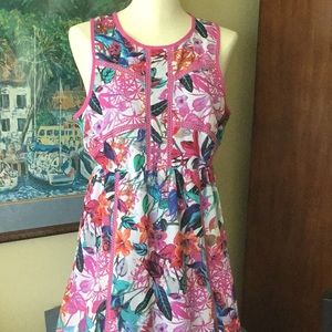 Tropical Floral Print Maxi, Nicole Miller, Size 8